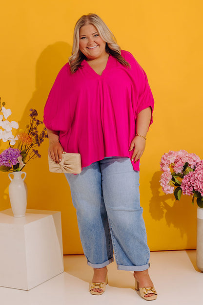 Sun-Kissed Sands Shift Top In Fuchsia Curves