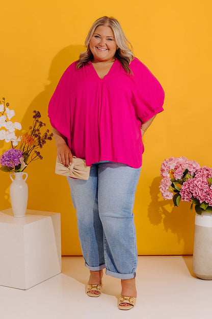 Sun-Kissed Sands Shift Top In Fuchsia Curves