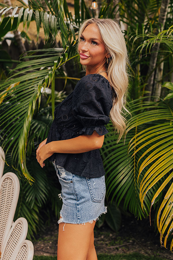 The Next Chapter Eyelet Top In Black