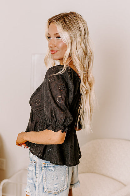 The Next Chapter Eyelet Top In Black