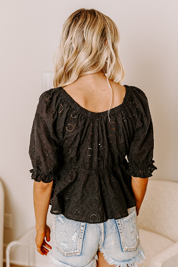 The Next Chapter Eyelet Top In Black