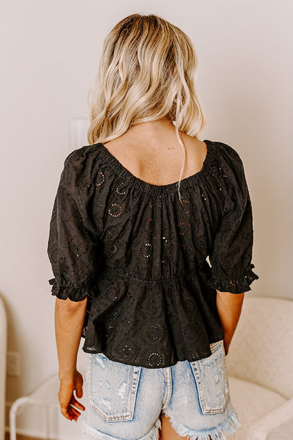 The Next Chapter Eyelet Top In Black