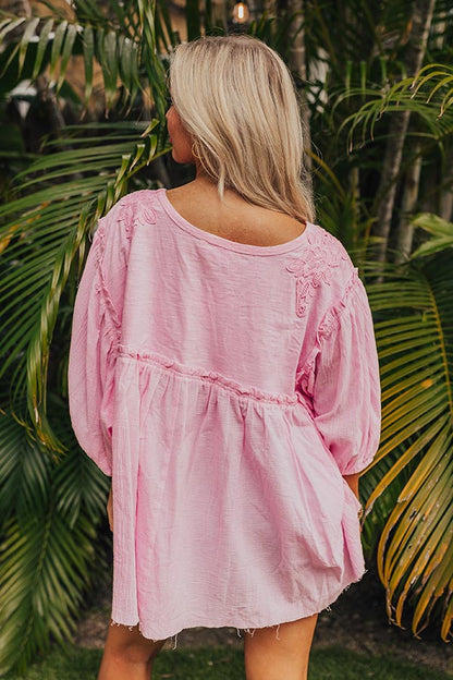 Serenity Song Babydoll Top In Pink