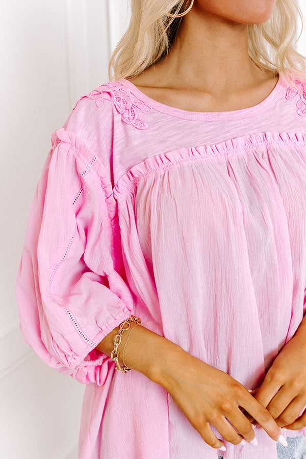 Serenity Song Babydoll Top In Pink