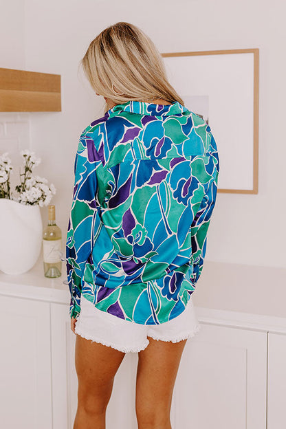 Capri Waters Satin Button Up