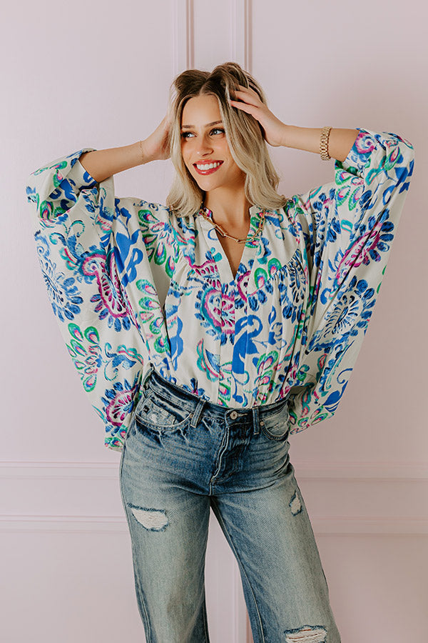 Cocktail Hour Floral Bodysuit in Blue