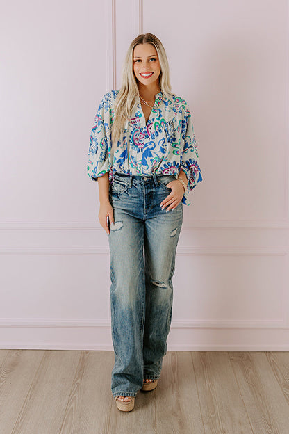 Cocktail Hour Floral Bodysuit in Blue