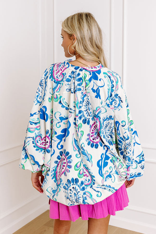 Cocktail Hour Floral Bodysuit in Blue