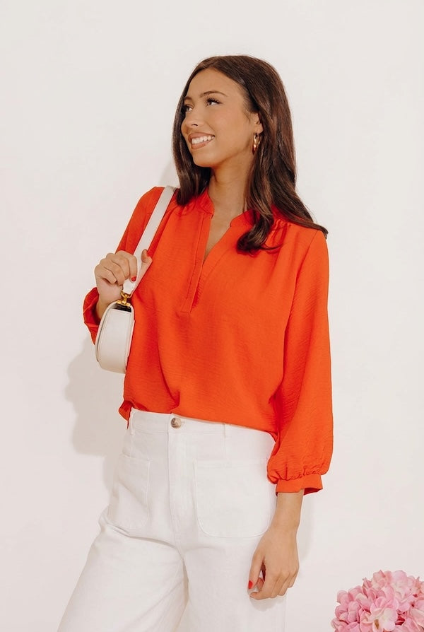 Casual Moment Shift Top in Tangerine