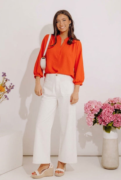 Casual Moment Shift Top in Tangerine