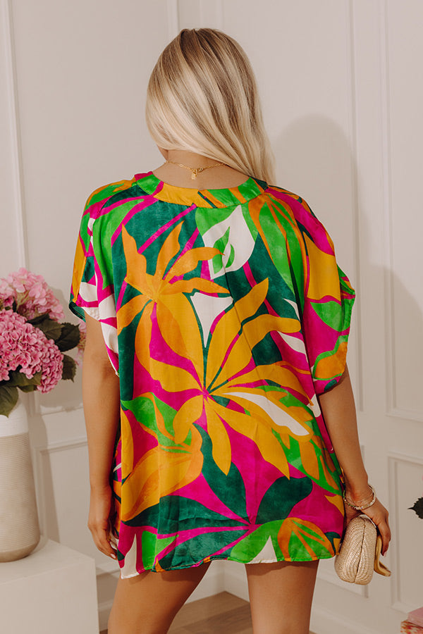 Tropic Time Satin Shift Top