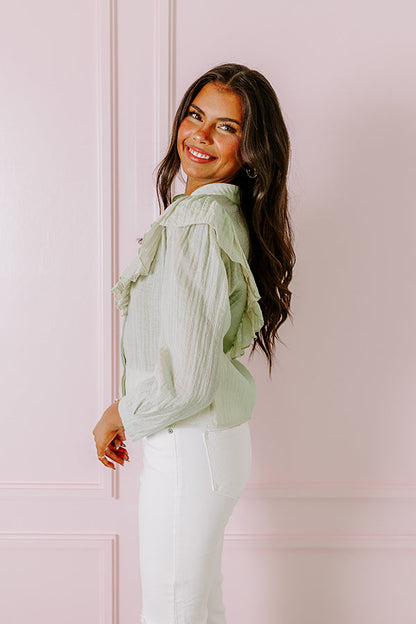 French Market Ruffle Top in Mint