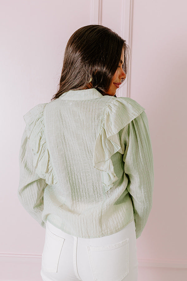 French Market Ruffle Top in Mint