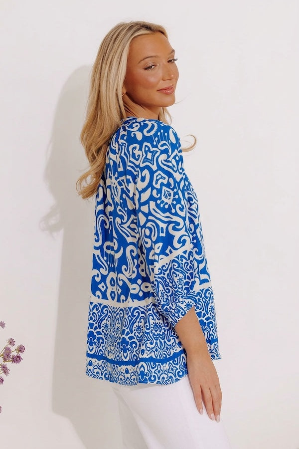 Santorini Season Shift Top in Ocean Blue