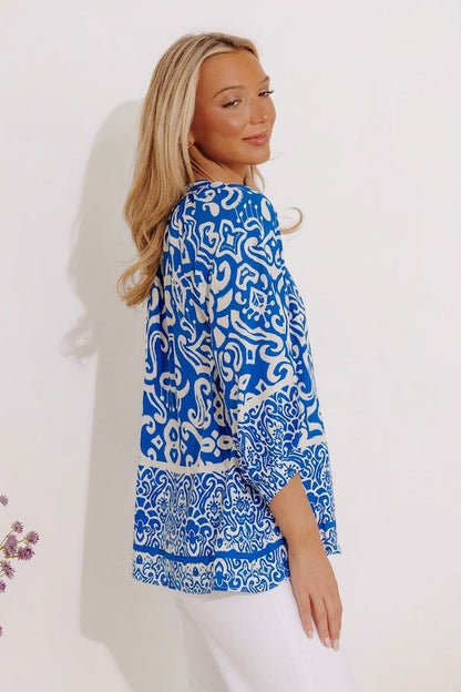 Santorini Season Shift Top in Ocean Blue