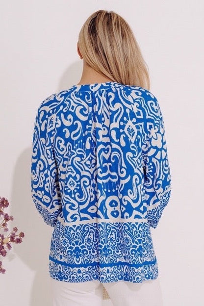 Santorini Season Shift Top in Ocean Blue