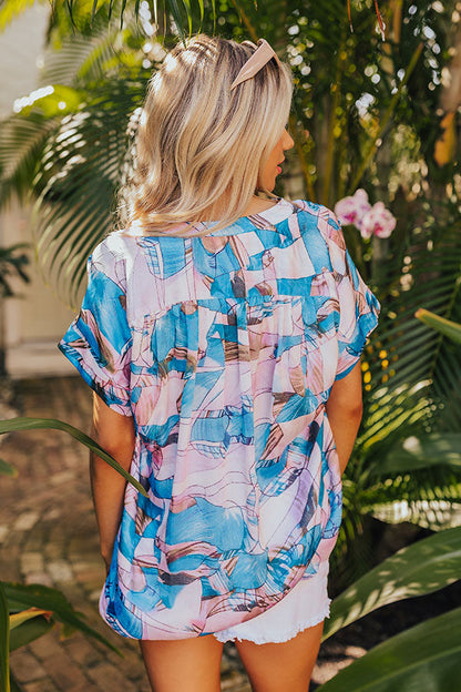 Retreat Yourself Button Up in Ocean Blue