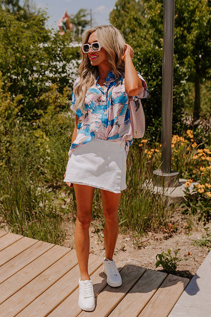 Retreat Yourself Button Up in Ocean Blue