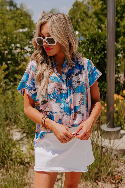 Retreat Yourself Button Up in Ocean Blue