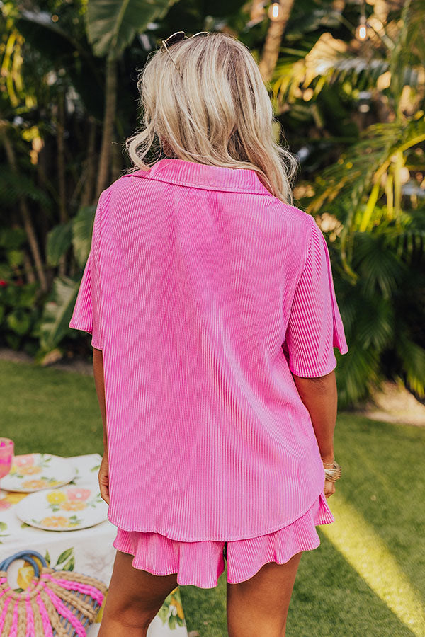 Tour The Town Pleated Top In Pink