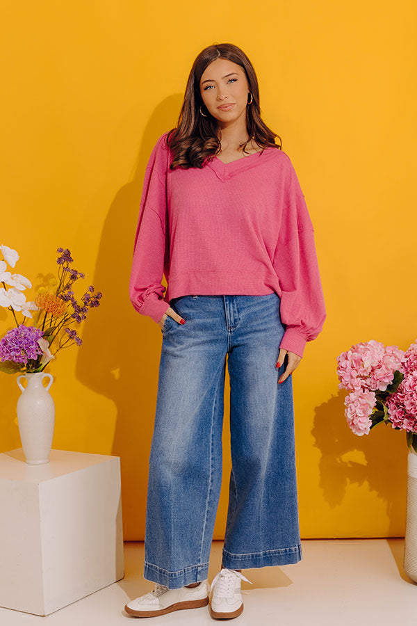 Springtime Sips Waffle Knit Top