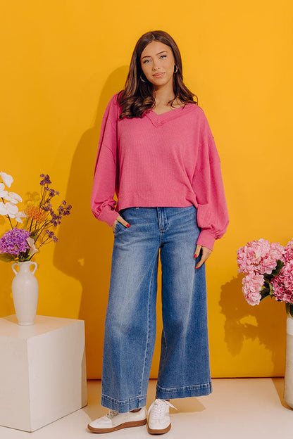 Springtime Sips Waffle Knit Top