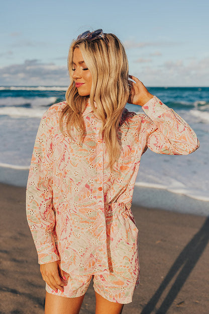 Summer Mirage Eyelet Button Up