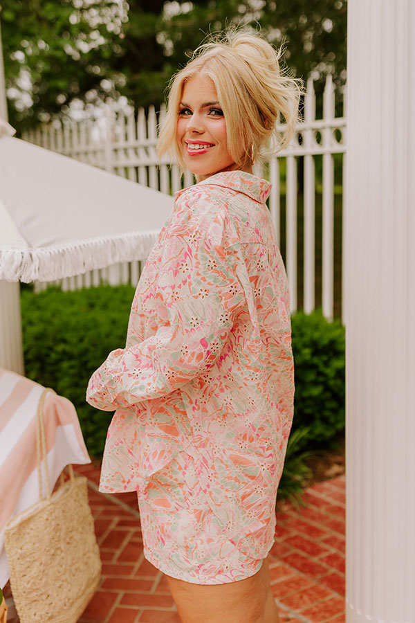 Summer Mirage Eyelet Button Up Curves