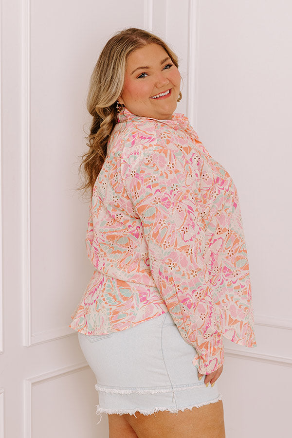 Summer Mirage Eyelet Button Up Curves