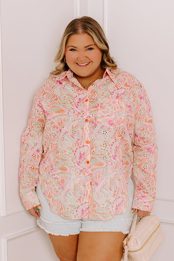 Summer Mirage Eyelet Button Up Curves