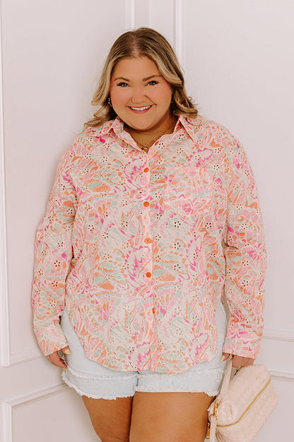 Summer Mirage Eyelet Button Up Curves