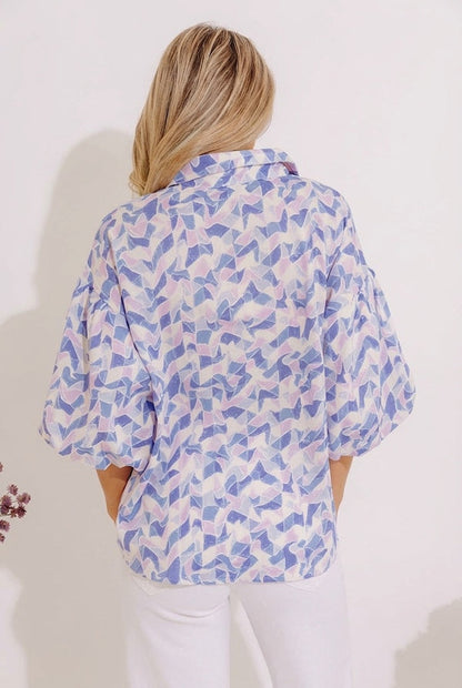 Mystic Waterfalls Shift Top In Periwinkle