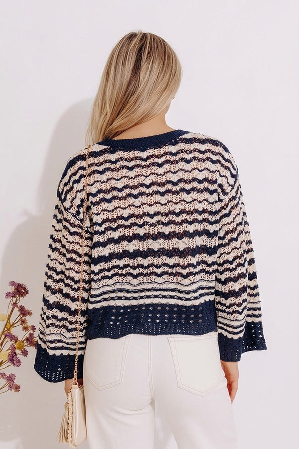 Drifting Tranquility Knit Top In Navy