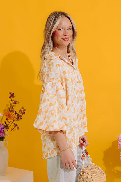 Mystic Waterfalls Shift Top In Orange