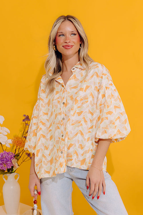Mystic Waterfalls Shift Top In Orange