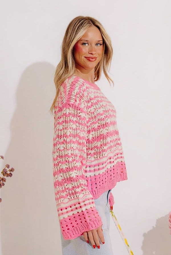 Drifting Tranquility Knit Top In Pink