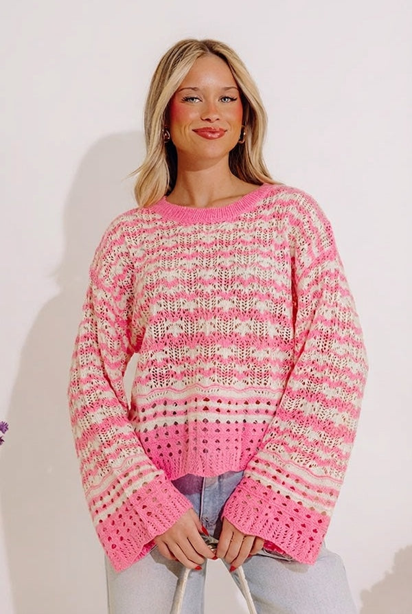 Drifting Tranquility Knit Top In Pink