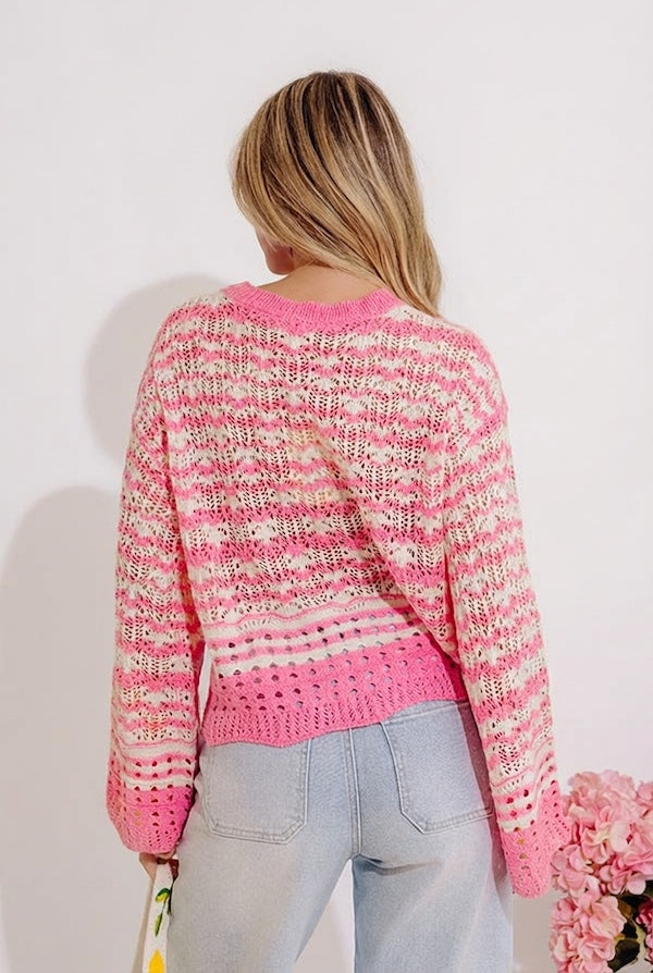 Drifting Tranquility Knit Top In Pink