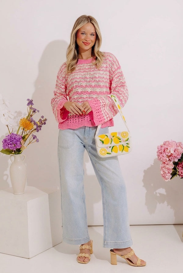 Drifting Tranquility Knit Top In Pink