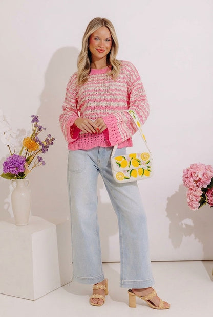 Drifting Tranquility Knit Top In Pink