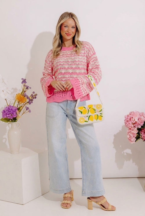 Drifting Tranquility Knit Top In Pink