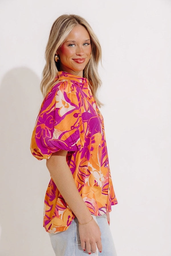 Traveling The Horizon Floral Top