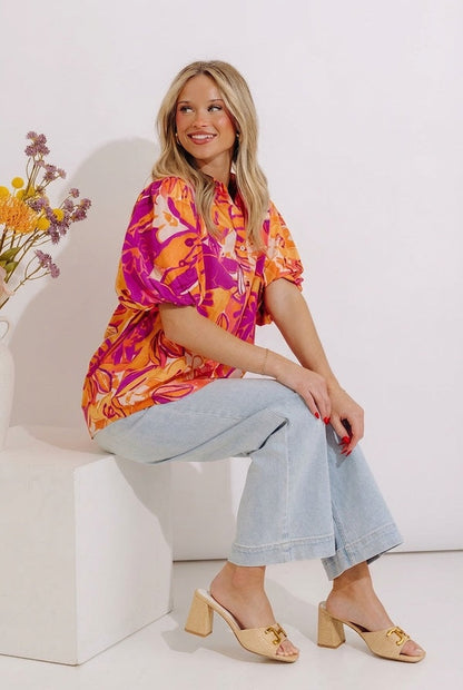 Traveling The Horizon Floral Top