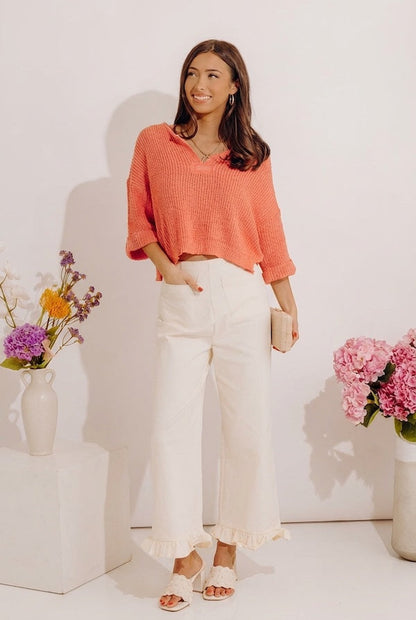 Vacation Vibes Knit Top in Coral