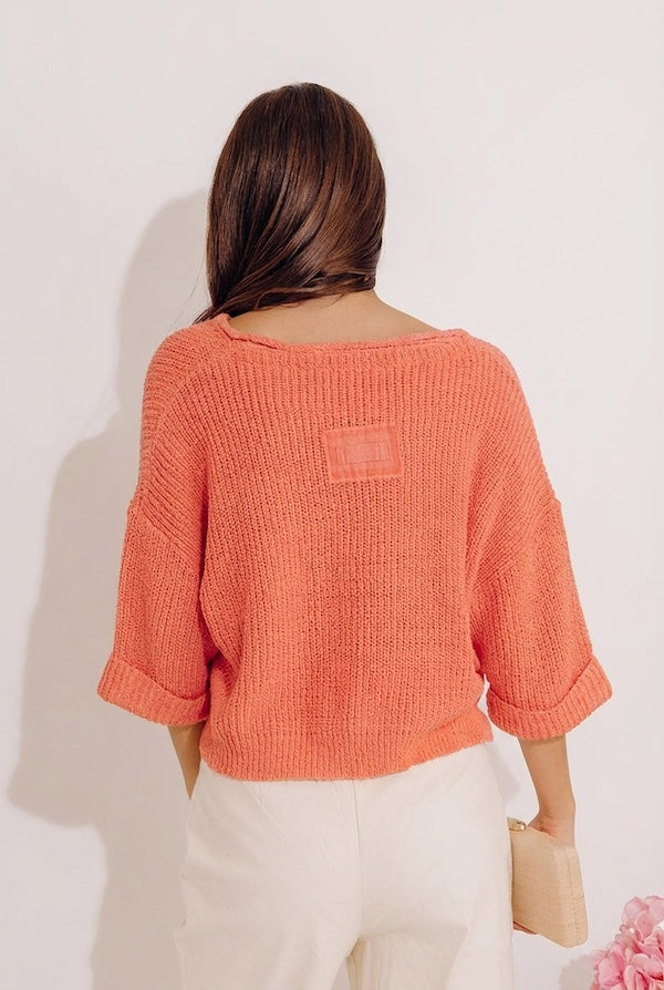 Vacation Vibes Knit Top in Coral