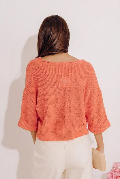 Vacation Vibes Knit Top in Coral