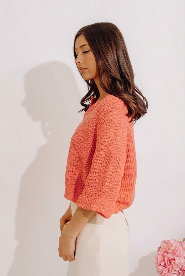 Vacation Vibes Knit Top in Coral