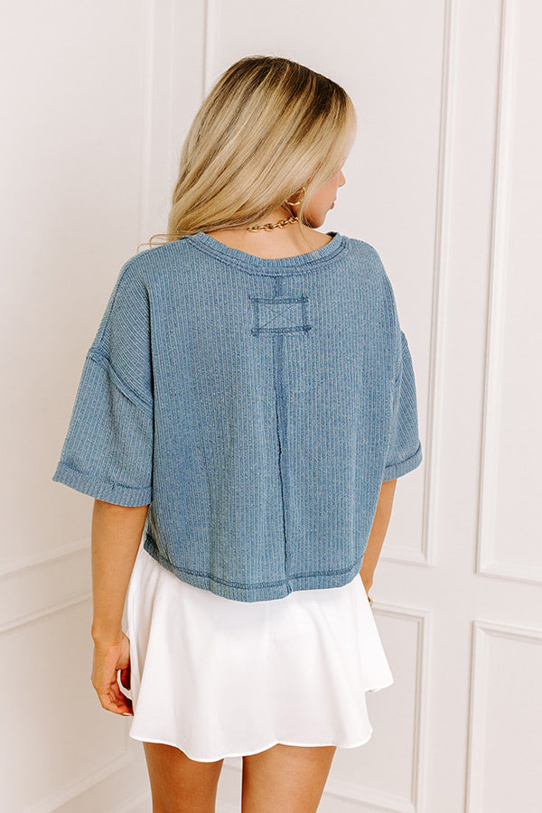 Fresh Breeze Knit Top in Light Teal