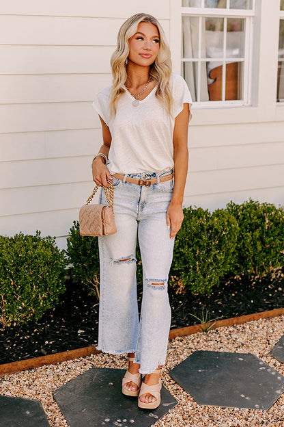 Fan Fav Linen-Blend Shift Top in Ivory
