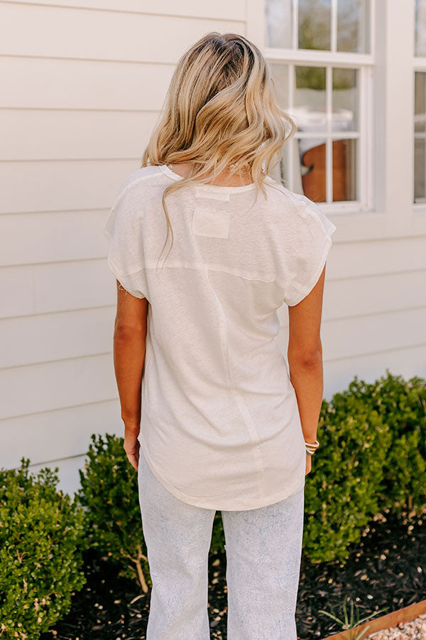 Fan Fav Linen-Blend Shift Top in Ivory